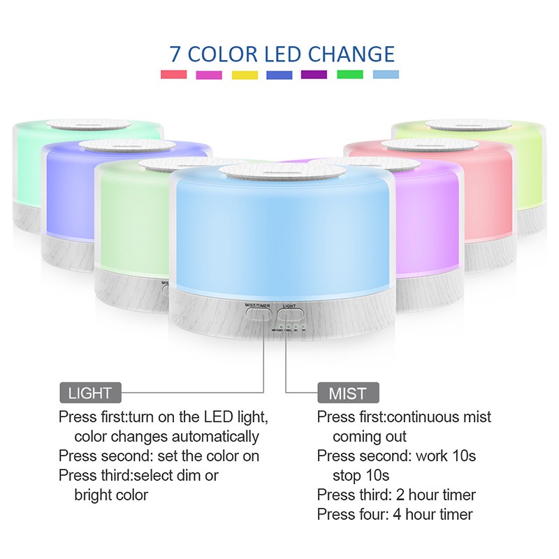 Máy tạo độ ẩm phun sương sông tinh dầu 550ML có đèn LED cho phòng làm việc / Phòng ngủ / Spa / Khách Sạn - VinBuy