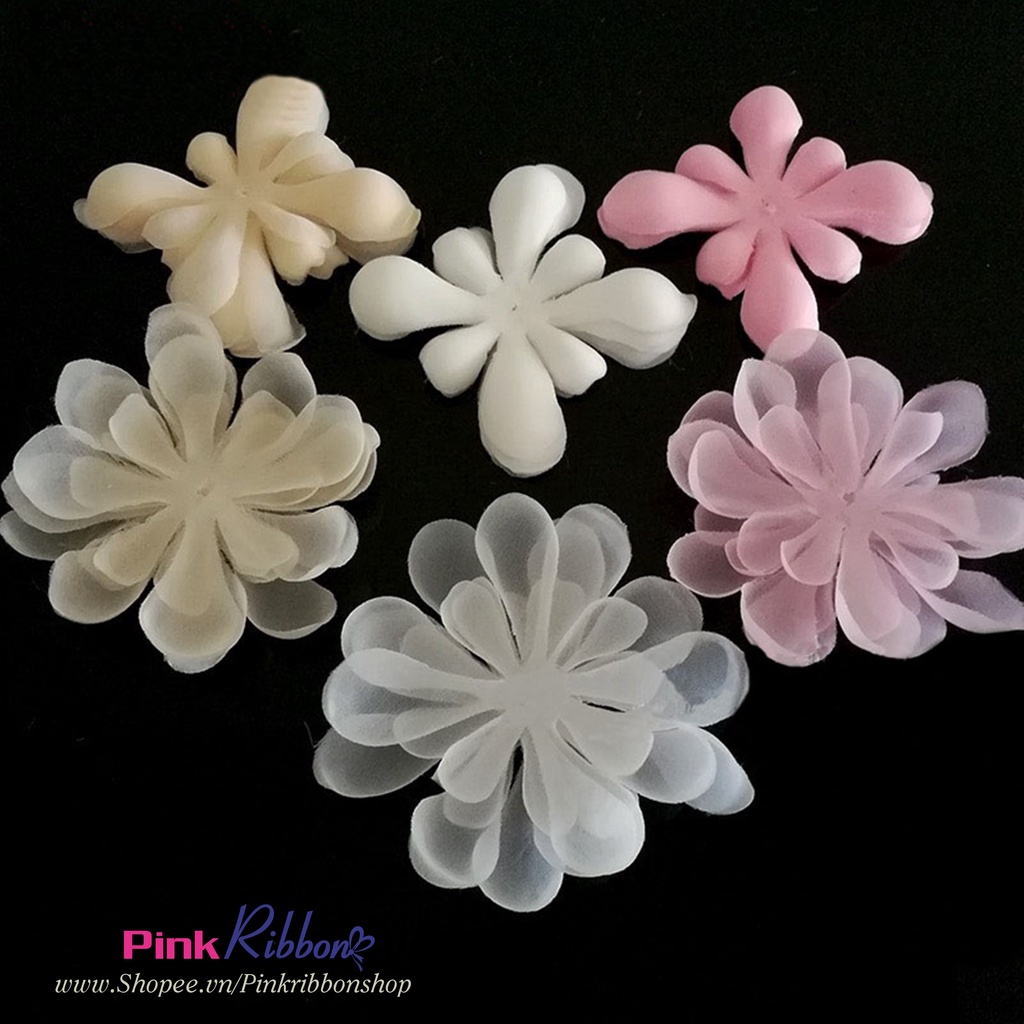 TÚI 10 CÁNH - Cánh hoa voan so le 2 cỡ 8cm và 12cm