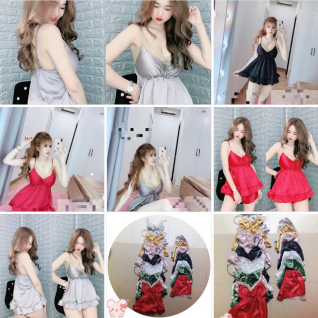 Bộ ngủ phi lụa sale 79k/1 bộ không kèm mút nhé ( ib shop chọn màu nhé)