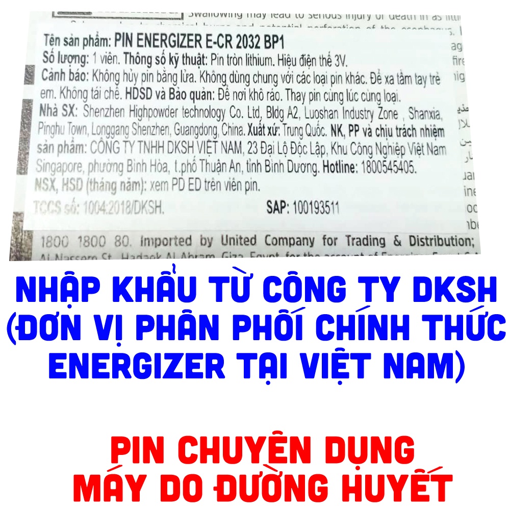 PIN CR2032 ENERGIZER DÙNG CHO MÁY ĐƯỜNG HUYẾT