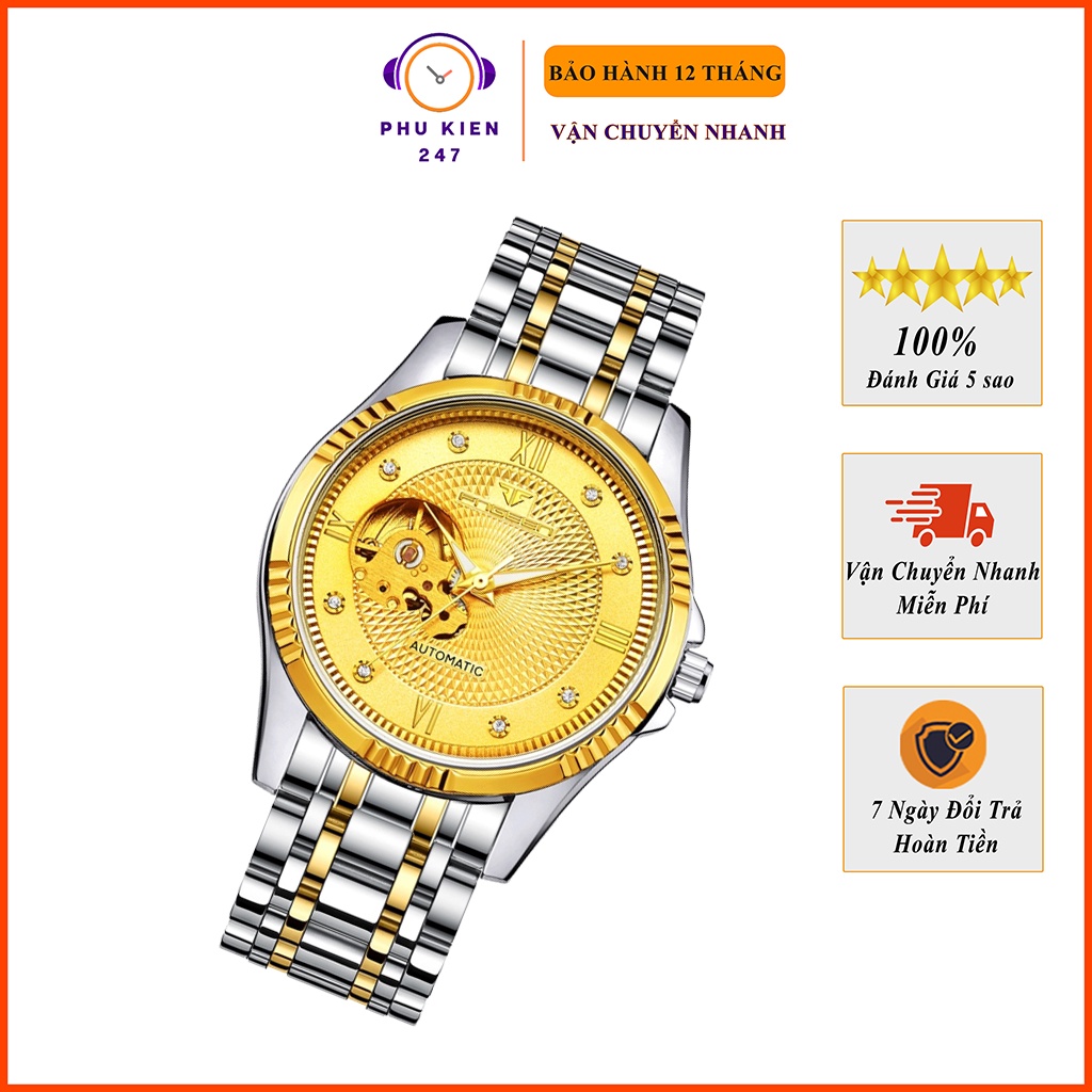 Đồng Hồ Cơ Nam Fngeen Automatic Lộ Cơ 2 Mặt, Chống Nước Chống Xước, Kiểu Dáng Sang Trọng Tinh Xảo, Máy Nhật Bền Bỉ