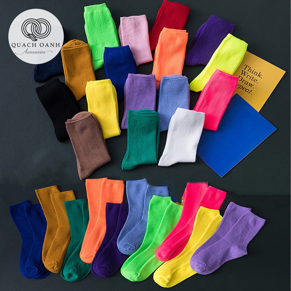 [Mã SKAMCLU8 giảm 10% cho đơn từ 100K] Tất vớ nữ cổ nhún phong cách vintage Hàn Quốc 19 màu - TT01