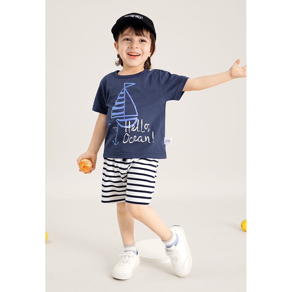 Bộ cotton cộc tay bé trai Right Euro bộ quần áo trẻ em in hình đáng yêu cho bé chất cotton hàng xuất khẩu