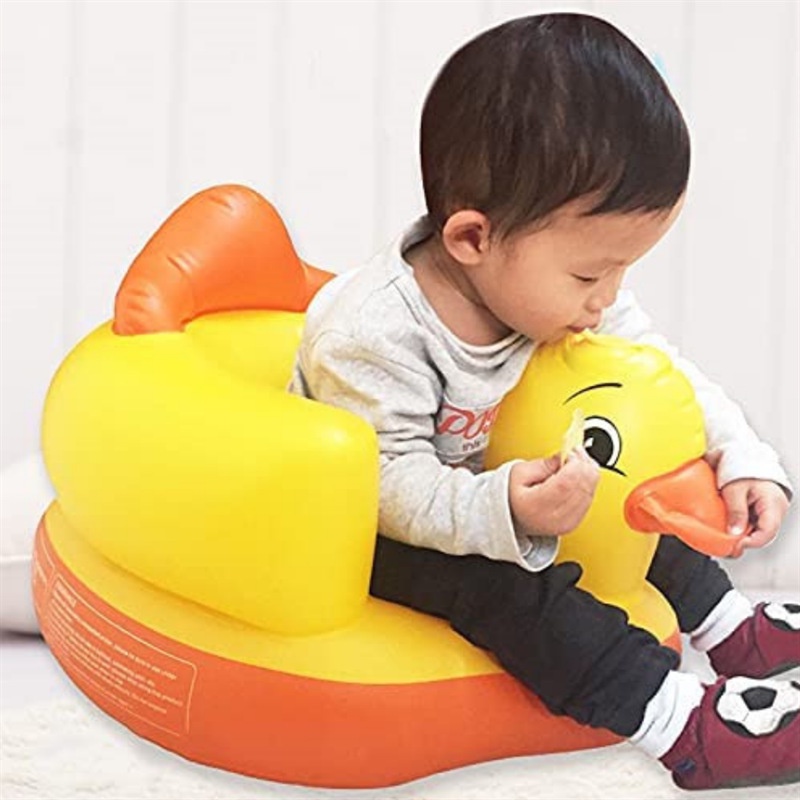 Ghế ngồi tập ăn cho bé thiết kế bơm hơi hình con vịt vàng chất liệu PVC