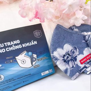 2 Khẩu Trang Kháng Khuẩn Nano Silver Hanvico hoa lớn