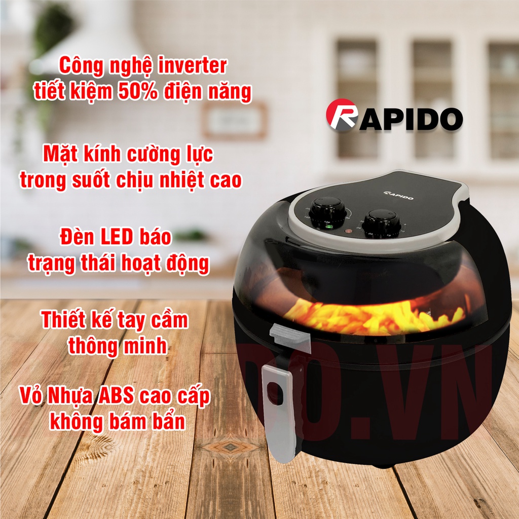 Nồi chiên không dầu Rapido RAF 6.5LÍT (Điều khiển cơ) - HÀNG CHÍNH HÃNG