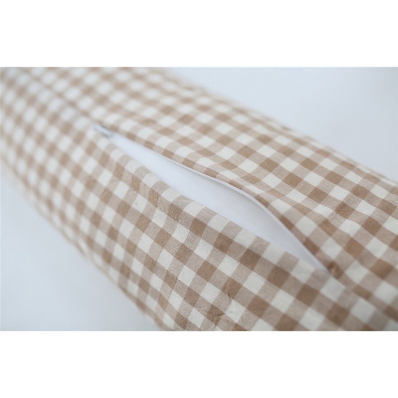 Gối Ôm Trẻ Em Dài Chất Liệu Cotton Bông Tinh Khiết Organic Thêu Gấu Style Hàn Quốc, Gối Chặn Cũi Chống Va Đập Cho Bé