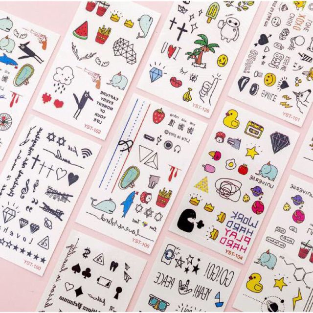 (Thanh lý) Combo 30 tấm hình xăm nước hình xăm dán tatoo mini stickers anime emoji cảm xúc cute đẹp dễ thương giá rẻ