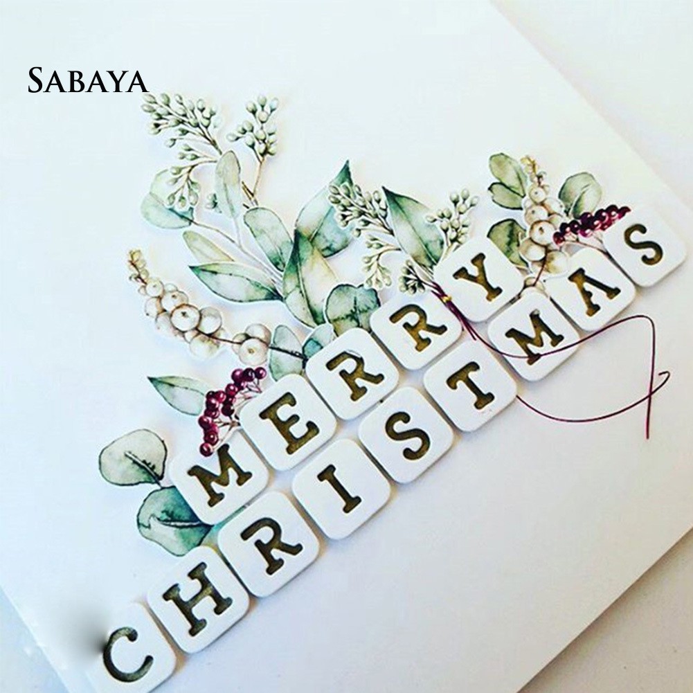 Bộ khuôn cắt giấy tạo hình chữ làm từ kim loại hình vuông in chữ trang trí Scrapbook