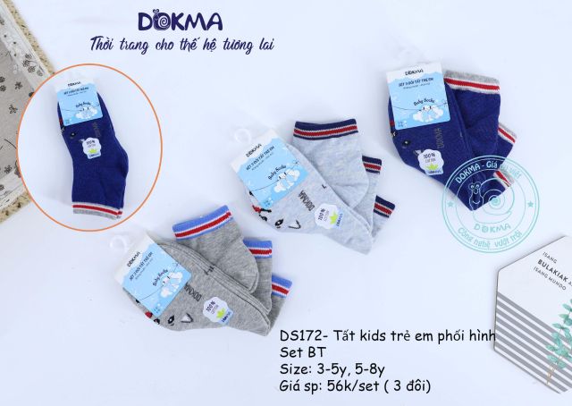 [Dokma] Set 3 tất Kids cho bé ấm siêu mềm, thoáng, không bí (3-8 tuổi)