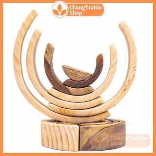 Đồ chơi gỗ, xếp hình cầu vồng - chàng trai gỗ.