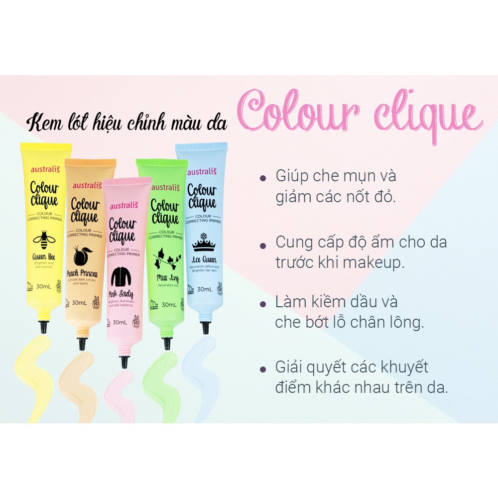 Kem Lót Hiệu Chỉnh Màu Da Australis Colour Clique CC Primer 30ml