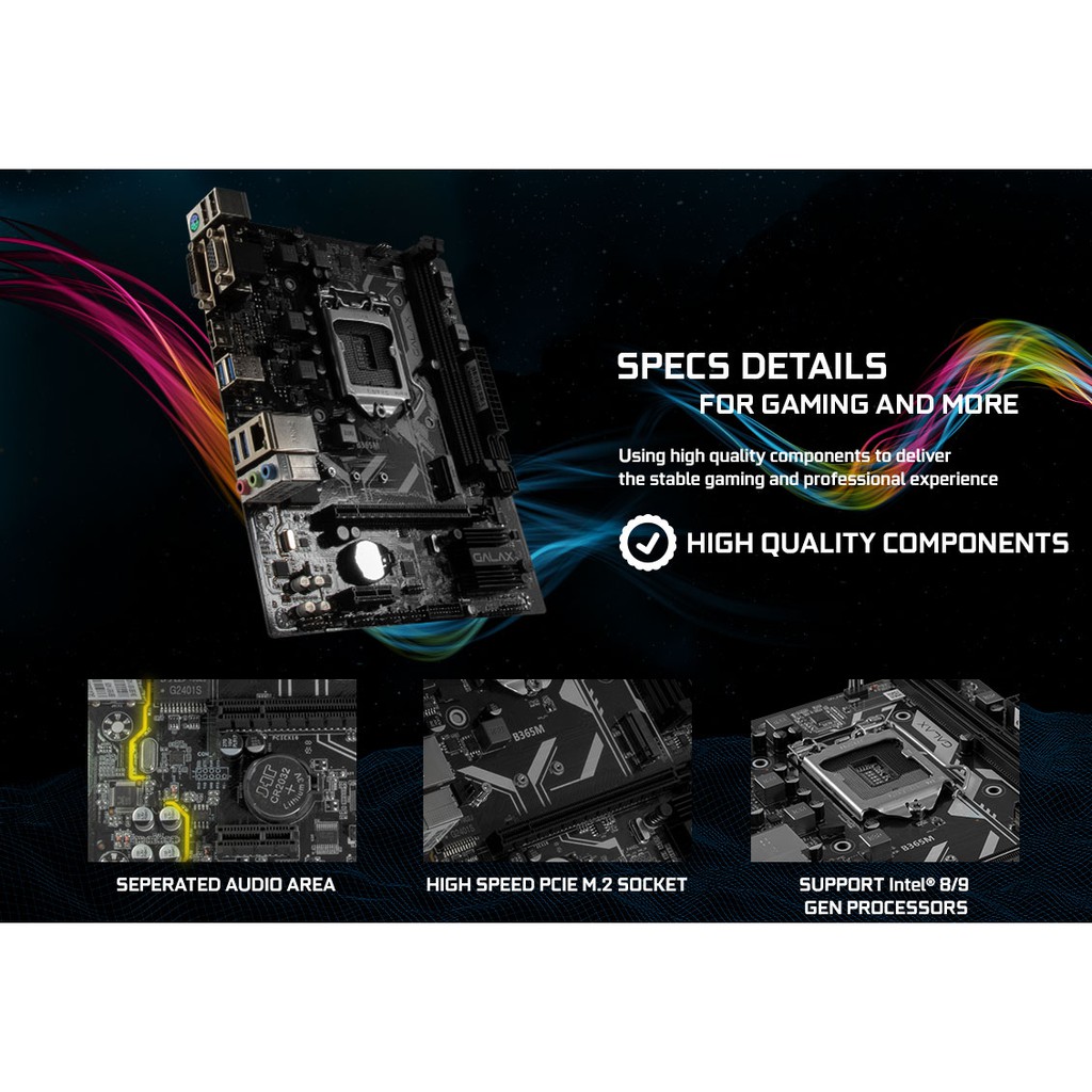 Bo mạch chủ GALAX B365M new, bảo hành chính hãng 36th (Intel B365, Socket 1151, m-ATX, 2 khe RAM DDR4) | BigBuy360 - bigbuy360.vn
