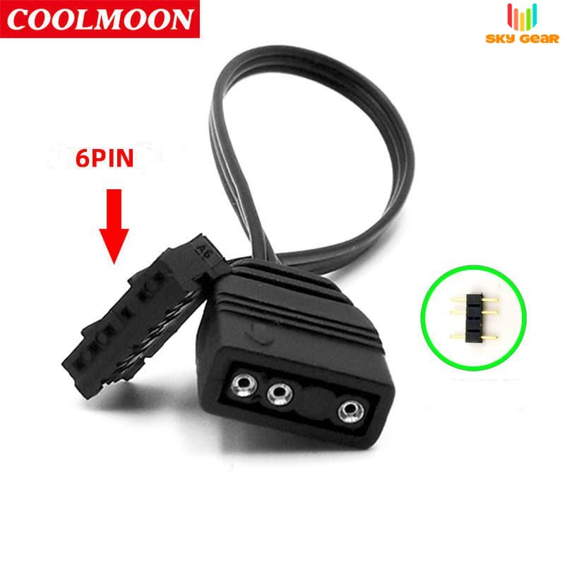 Cáp chuyển đổi tín hiệu LED ARGB 3Pin 5V to 6Pin, 4Pin Hub Coolmoon