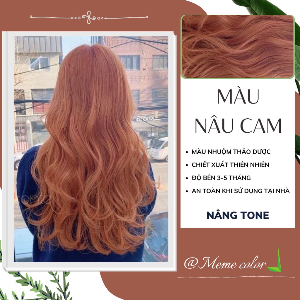 Thuốc nhuộm tóc màu nâu cam , tặng kèm oxy trợ dưỡng và bao tay