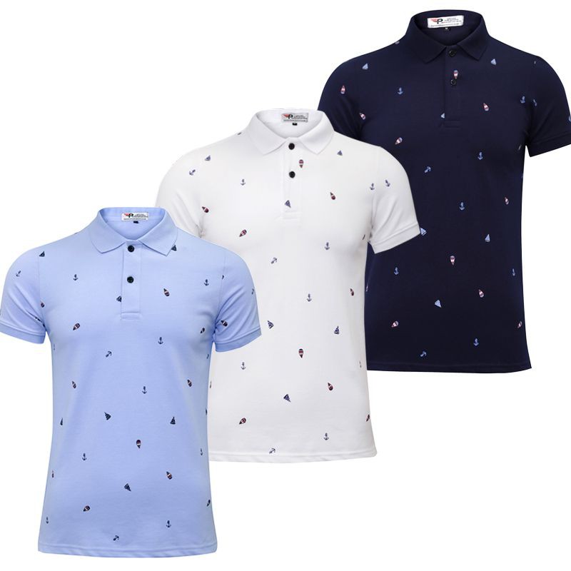 Bộ 3 áo thun nam polo có cổ chất thun cotton co giãn Zonado Zaht01 biển, trắng, xanh đen