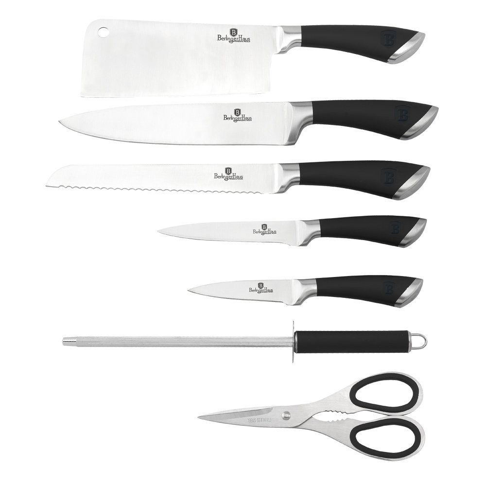Bộ dao 8 món Berlinger Haus (đủ 3 màu: đen, đỏ, tím than), lưỡi dao sắc bén, làm bằng inox cao cấp không gỉ