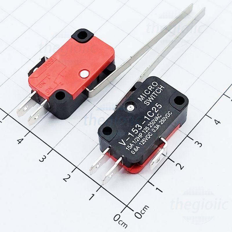 công tắc hành trình loại tốt V-153 / V-156 chân thẳng . bánh xe.nút bấm....