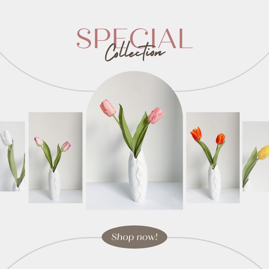 Hoa Tulip - Hoa giả hoa vải lụa cao cấp giống thật 100%, màu sắc bắt mắt - Decor nội thất, đạo cụ chụp ảnh Phanlee