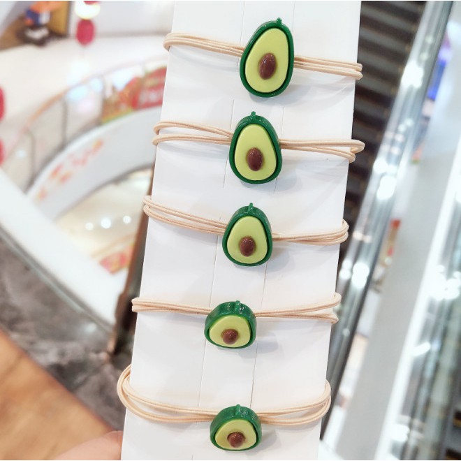 Dây Thun Cột Tóc Đính Hình Trái Bơ, Style Hàn Quốc