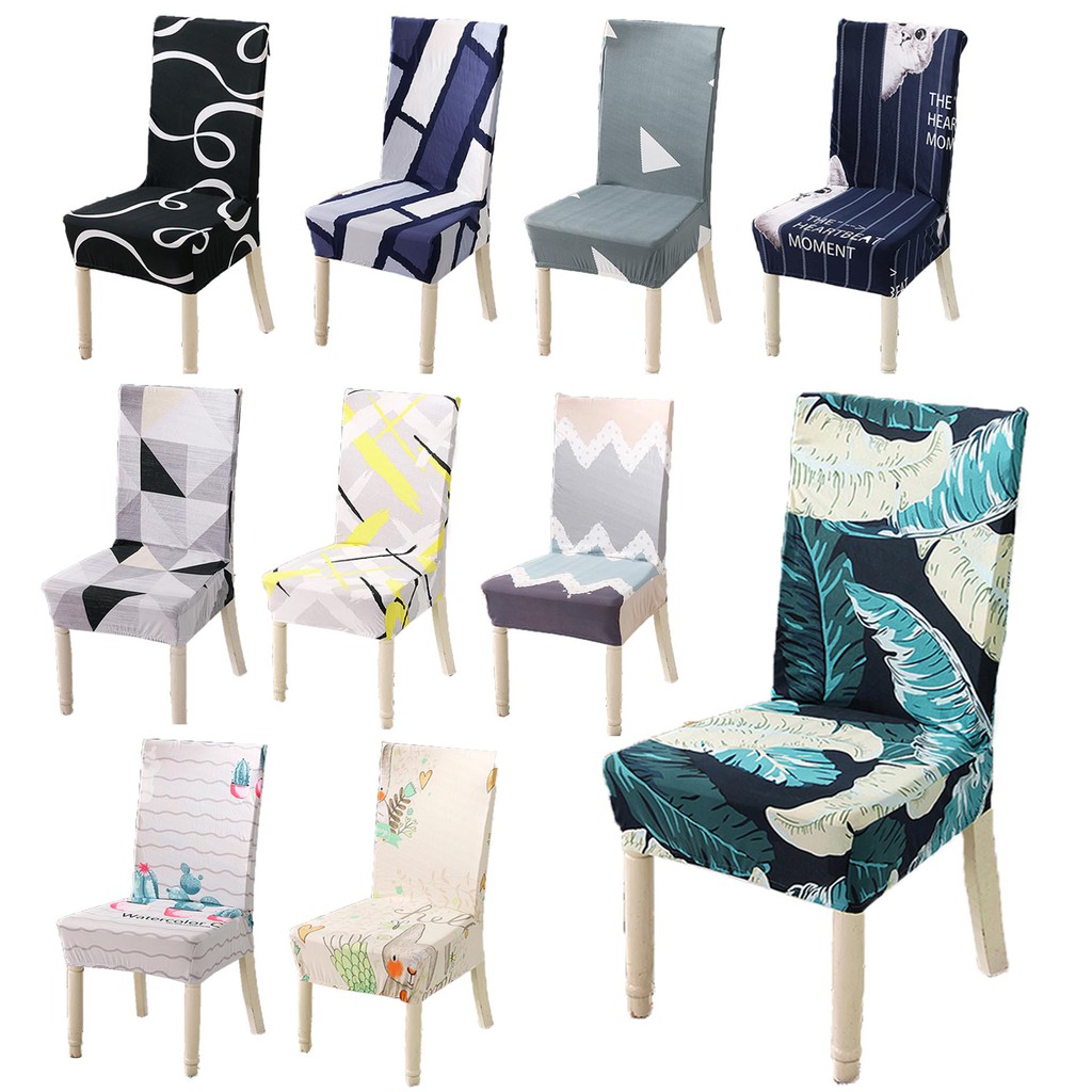 Chair Cover Stretch Elastic Dining Seat Cover Anti-Dirty Printed Household Chair Covers Universal Stretch Chair Cover