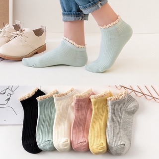 Vớ Nữ Cổ Thấp vintage Viền Ren Bèo Nhún combo 10 đôi