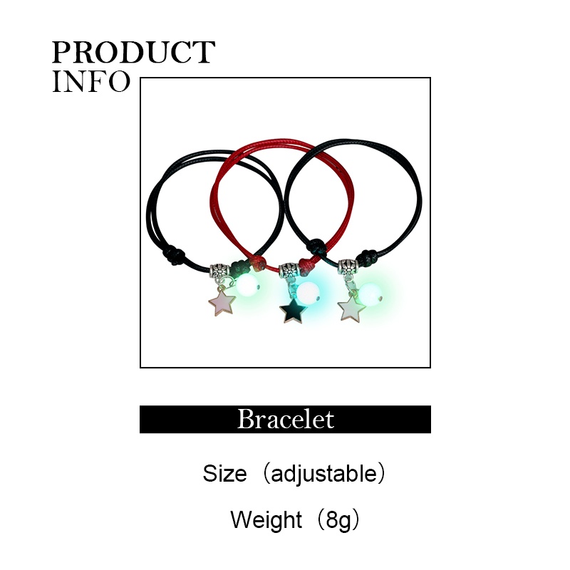 Set 3 Vòng Tay Dạ Quang Mặt Trăng Ngôi Sao Thời Trang Cho Cặp Đôi timetunnel
