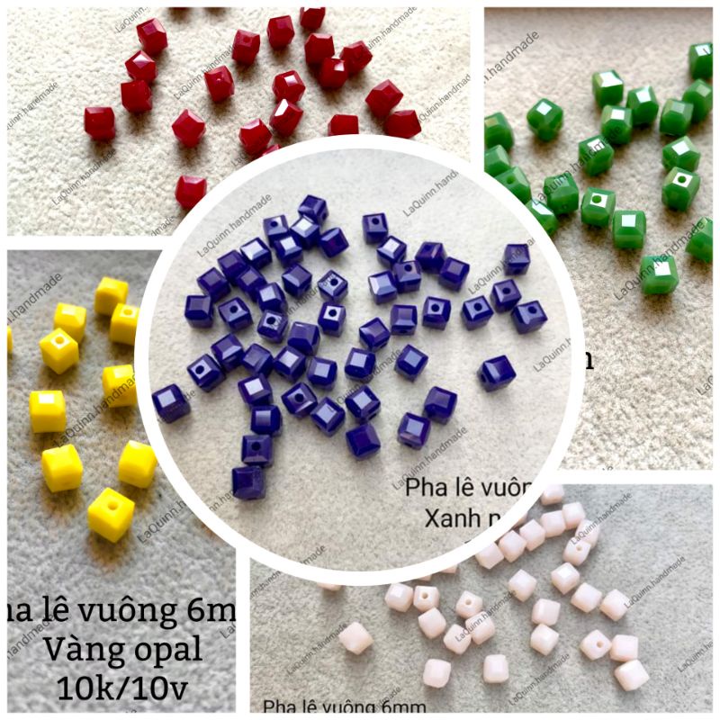 Pha lê vuông 6mm_ Nguyên liệu handmade