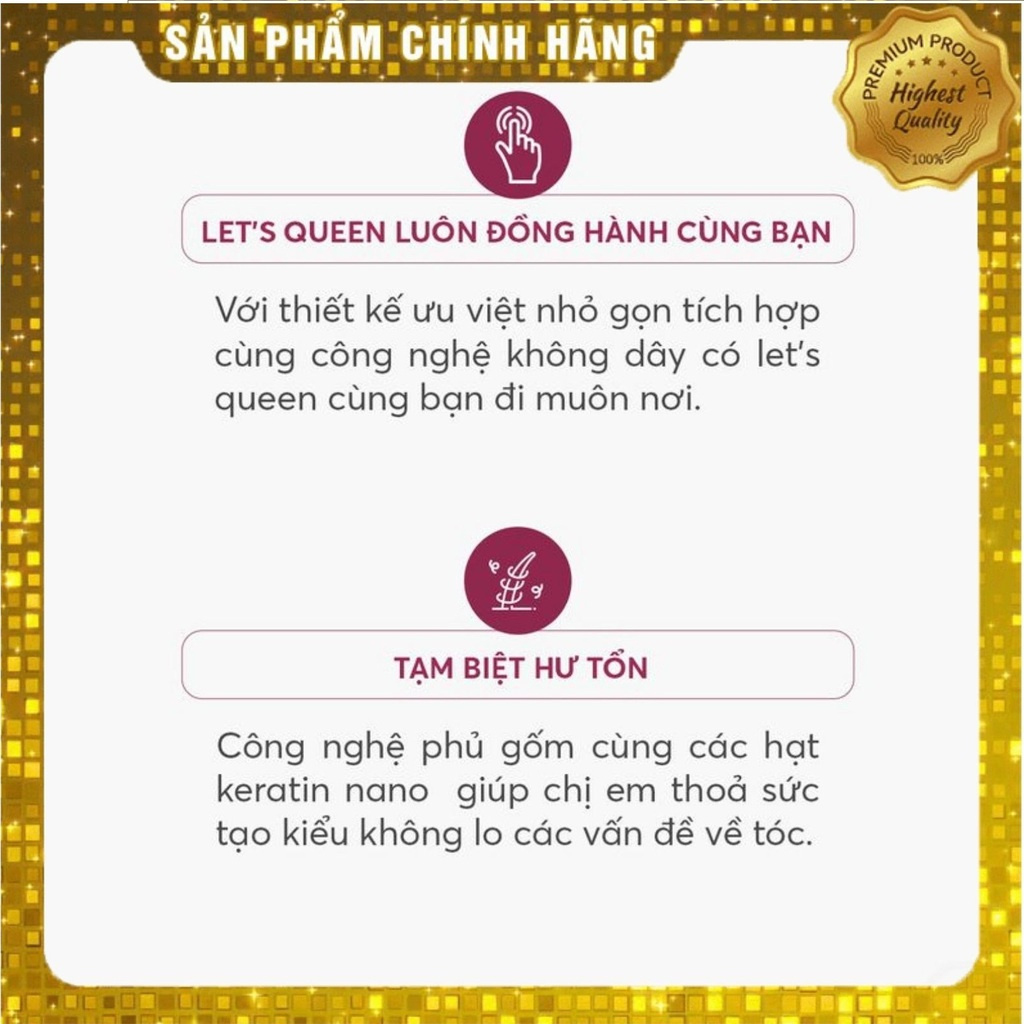 Máy uốn tóc tự động Let Queen mini không dây tự xoay cầm tay làm xoăn tự động thông minh