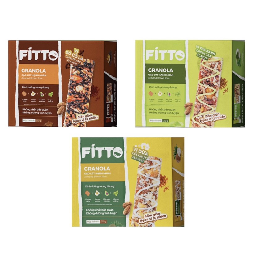 Hộp FITTO Gạo lứt - Hạnh nhân - Ngũ cốc dinh dưỡng thay thế các bữa ăn (sáng, trưa, chiều, xế, tối)