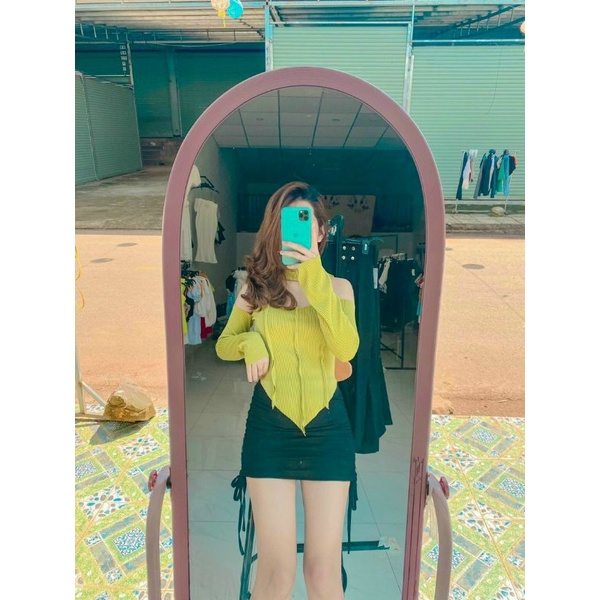 Áo thun gân len tay dài đắp chéo Chocker ❤️❤️❤️N98777