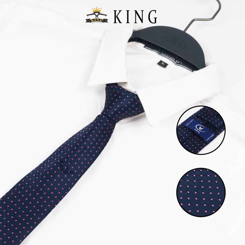 Cà vạt nam KING caravat công sở màu xanh đen, kiểu dáng lịch lảm hàn quốc vải lụa cao cấp giá rẻ 8cm