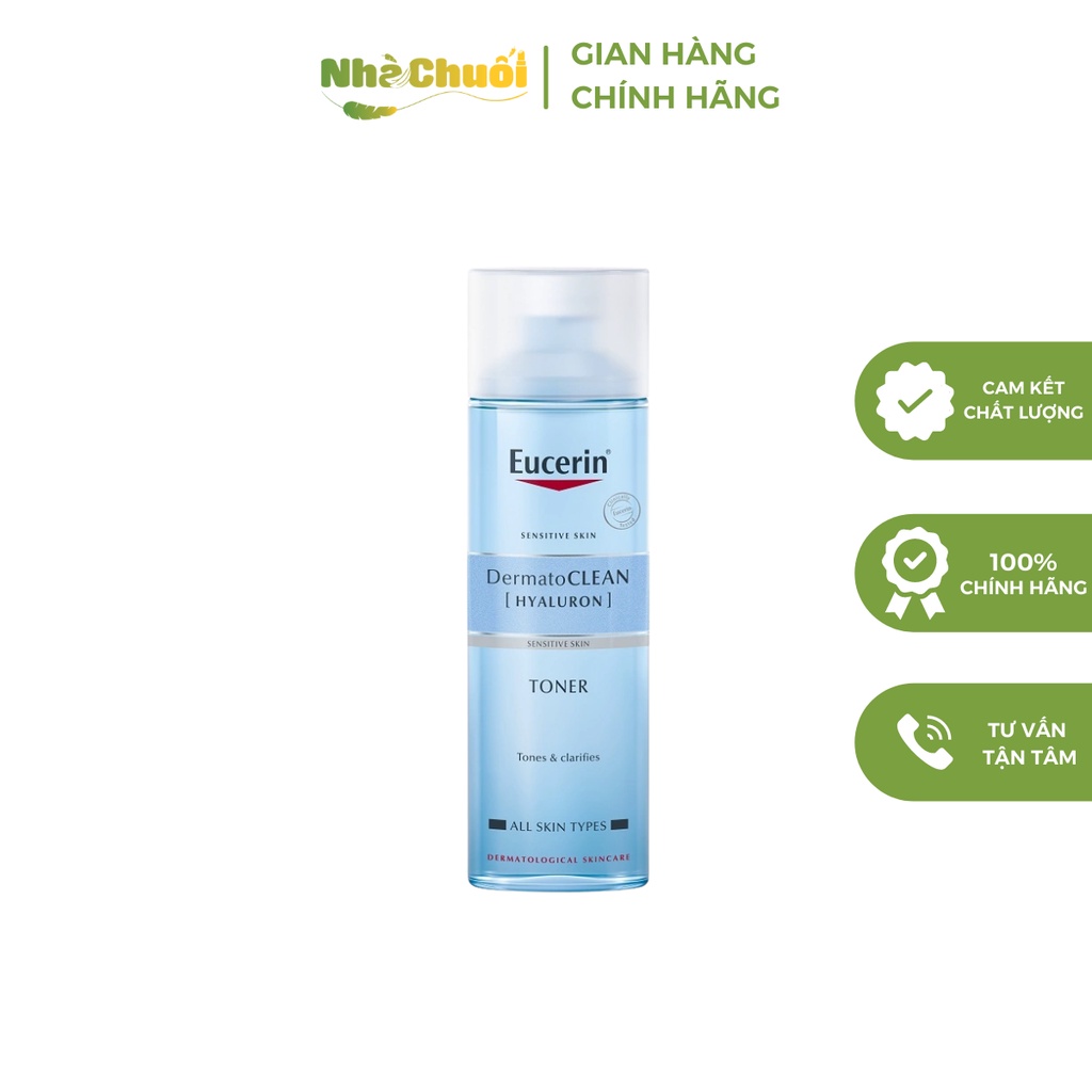 Toner nước hoa hồng làm sạch da Eucerin Dermato Clean, Toner cho da thường và da nhạy cảm 200ml