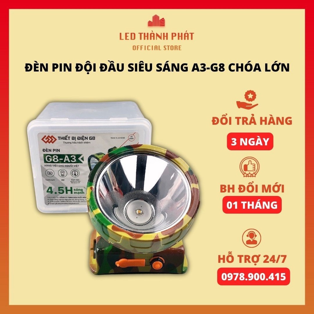 Đèn Pin Đội Đầu Siêu Sáng G8-A3  chóa LỚN