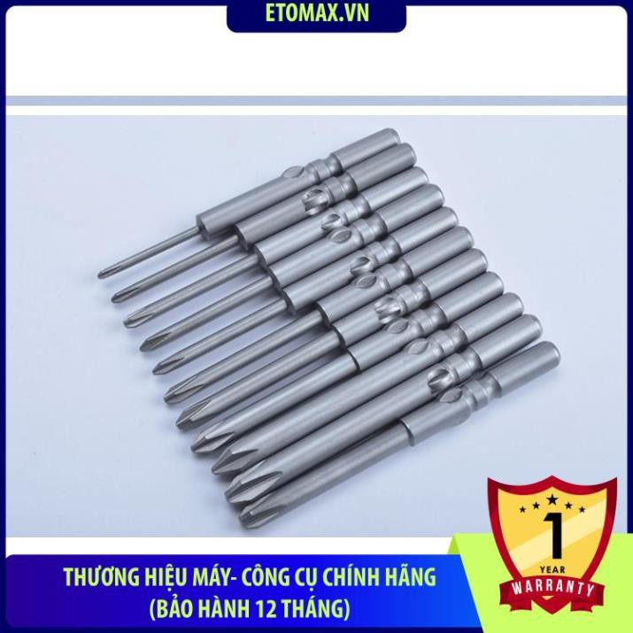 Bộ 10 đầu vặn vít 4 cạnh cao cấp trục 5mm,có từ tính.chính hãng Etomax.