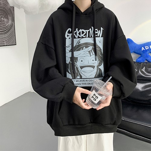 Áo hoodie nam nữ unisex cặp đôi local brand nỉ ngoại form rộng có mũ ulzzang hàn quốc LUFFY cute zip chống nắng