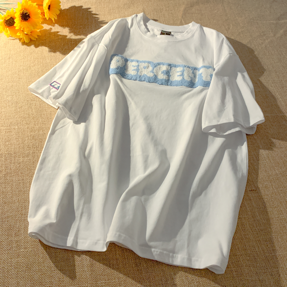 Áo thun tay ngắn thêu chữ phong cách Hàn Quốc cho nữ | BigBuy360 - bigbuy360.vn