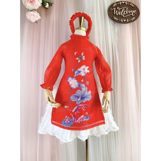 Áo Dài Cách Tân Hoa Sen Cho Bé (Size 1-10) Cho Bé 10-35kg [HÌNH THẬT] chọn size nhắn shop tư vấn