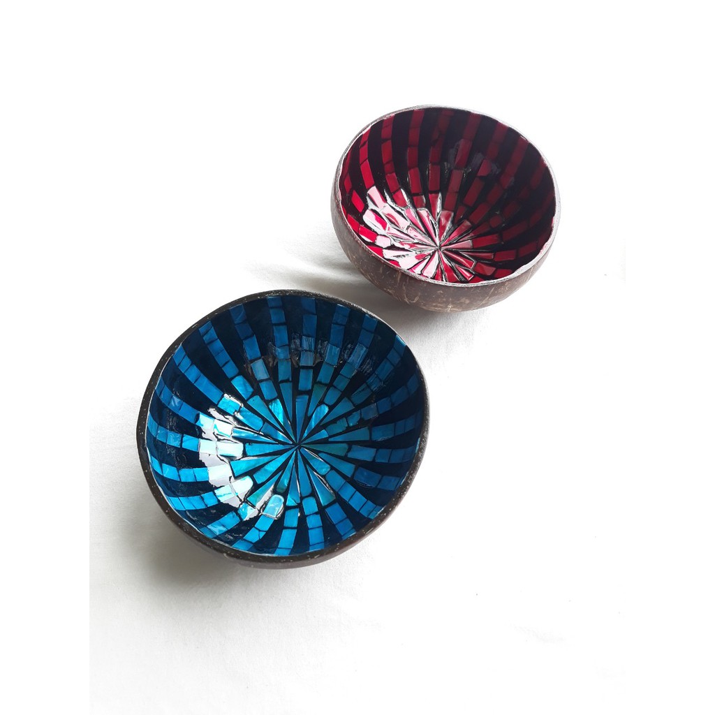 BÁT GÁO DỪA KHẢM TRAI NGHỆ THUẬT, bát dừa ăn salad, bát dừa decor trang trí