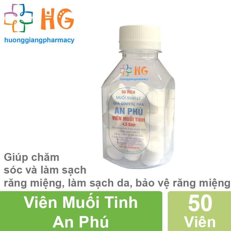 Viên muối tinh NaCl 0,9% - Pha súc miệng (Lọ 50 Viên)