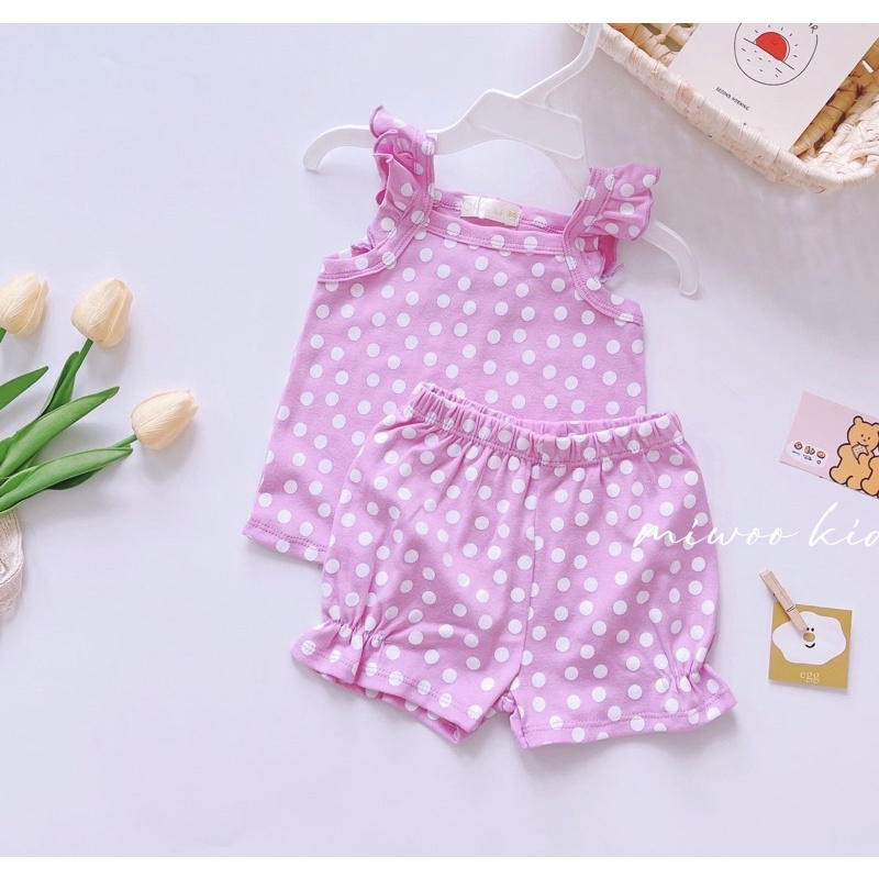 Đồ bộ 2 dây cánh tiên bèo bé gái xuất Nhật Miwoo