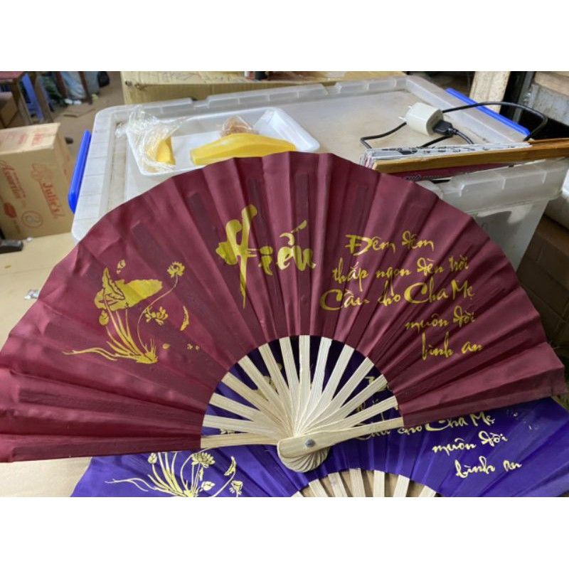 Quạt Vải Thư Pháp Siêu Bền Siêu Mát Dài 25-30cm