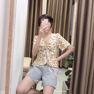 Áo dây rút che bụng Bigsize, áo peplum hoa cúc bigsize, áo kiểu nữ