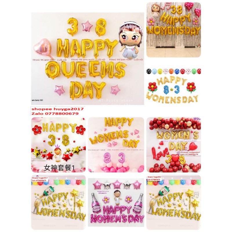 [Mã LIFEXANH03 giảm 10% đơn 500K] SET BÓNG HAPPY WOMENS DAY NGÀY 8/3