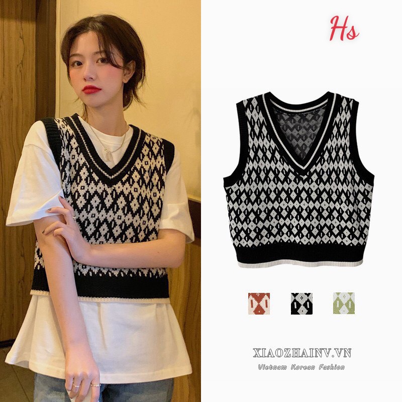 Áo Len, Áo Ghile Len Hoạ Tiết Cổ V Dáng Basic Dễ Phối Đồ SP000692 Daisy Boutique