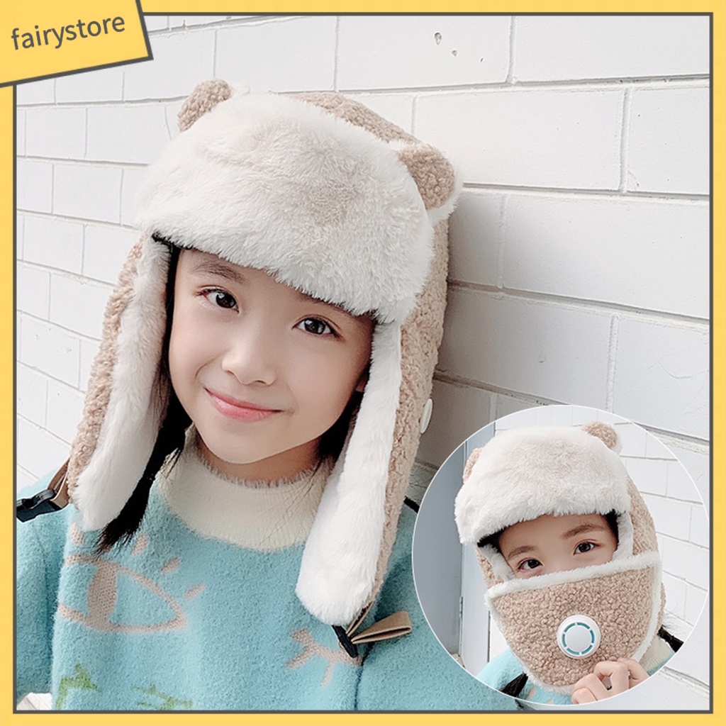 Mũ Trùm Đầu Kèm Khẩu Trang Giữ Ấm Cho Bé