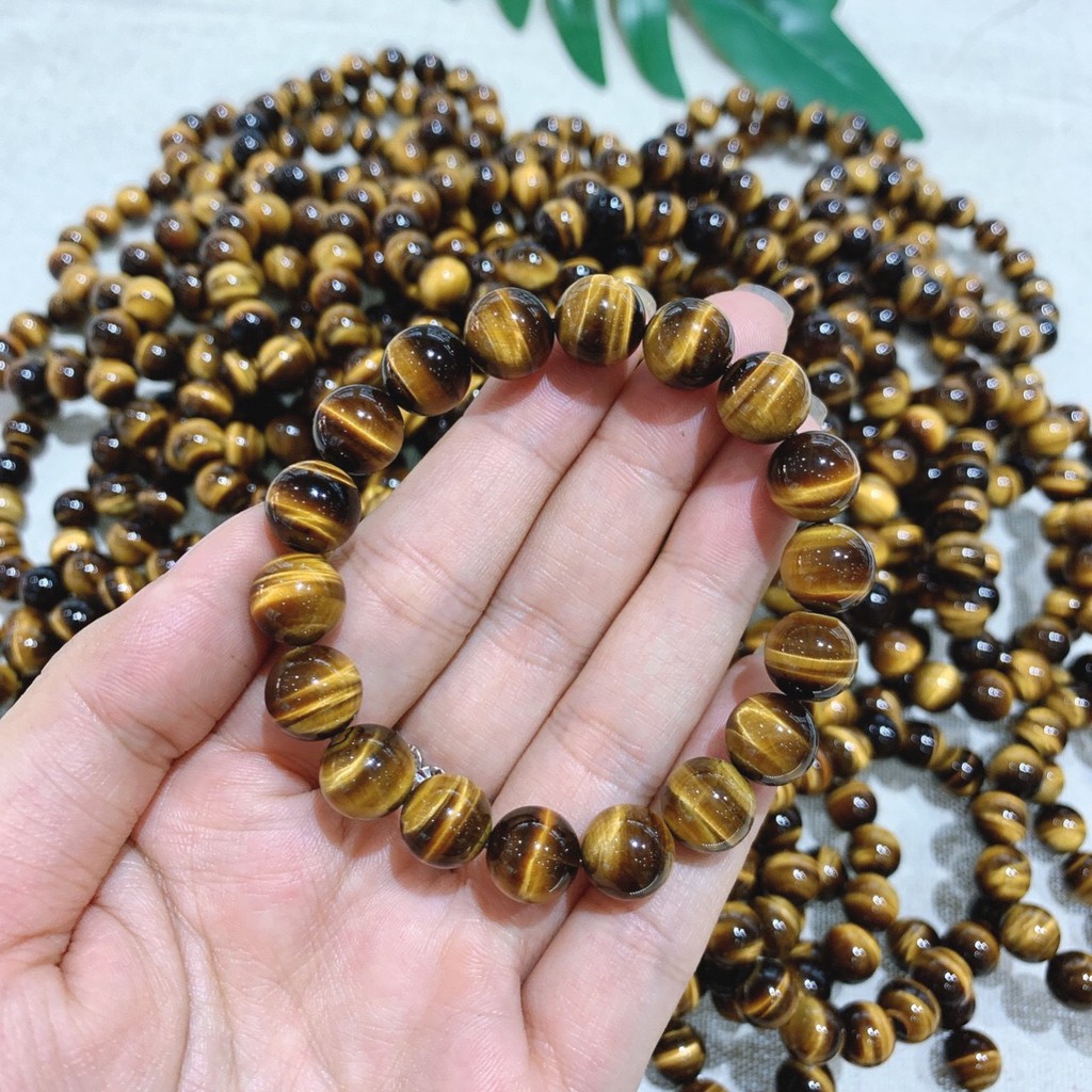 Vòng Tay Đá Mắt Hổ Vàng Nâu Chuẩn 4A Đủ Size 6mm-18mm