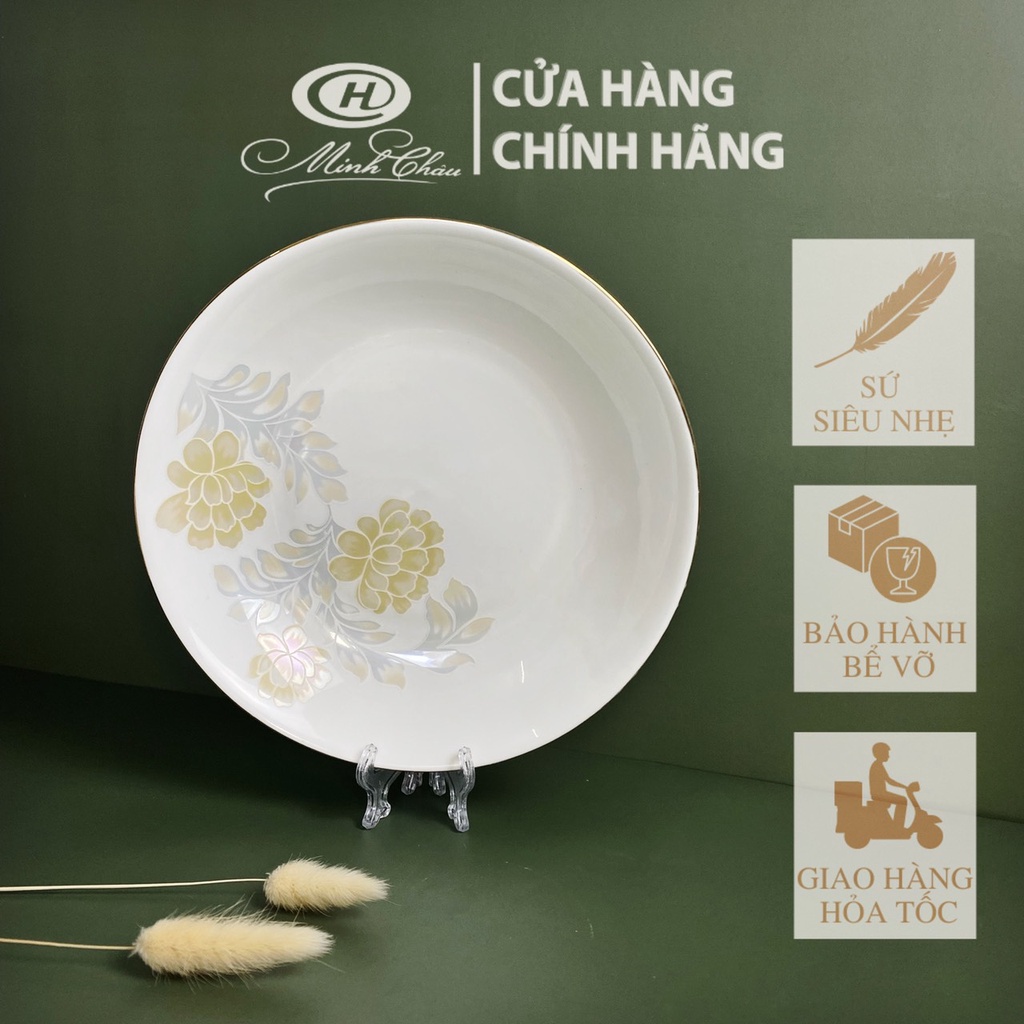 [Sứ Siêu Nhẹ] Đĩa Sâu Lòng Sứ Xương Hoa Cao Cấp - Sứ Minh Châu