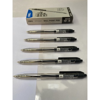 Bút bi bấm mực xanh đen ngòi 0.5mm deli q28- hộp 12 cái