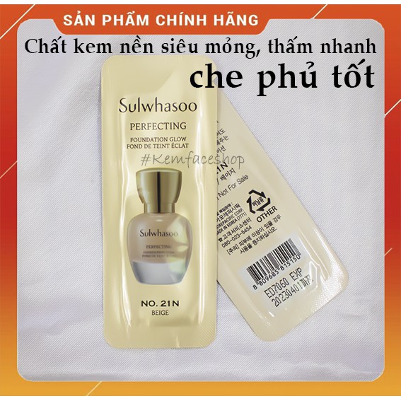 [Mới2023] Gói Kem nền che khuyết điểm siêu Hoàn Hảo Sulwhasoo Perfecting Sample 1ml | BigBuy360 - bigbuy360.vn